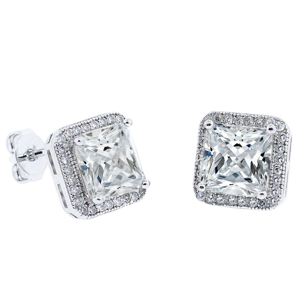Cate & Chloe Norah Princess Cut CZ Earrings-